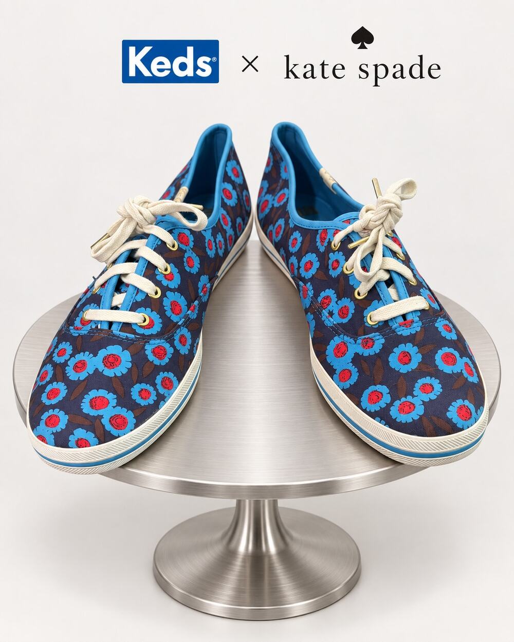 Keds x Kate Spade New York Kick Peacock Blue Floral Sneakers Women’s 10